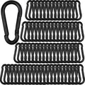 100Pcs 2.36in Spring Snap Hook Carabiners - Small Black Clips