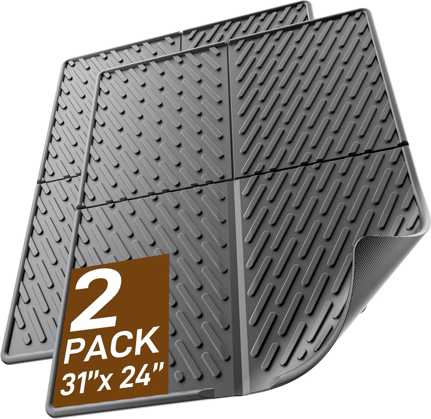 Cat Litter Mat with Grooves & Raised Edge for Easy Cleaning