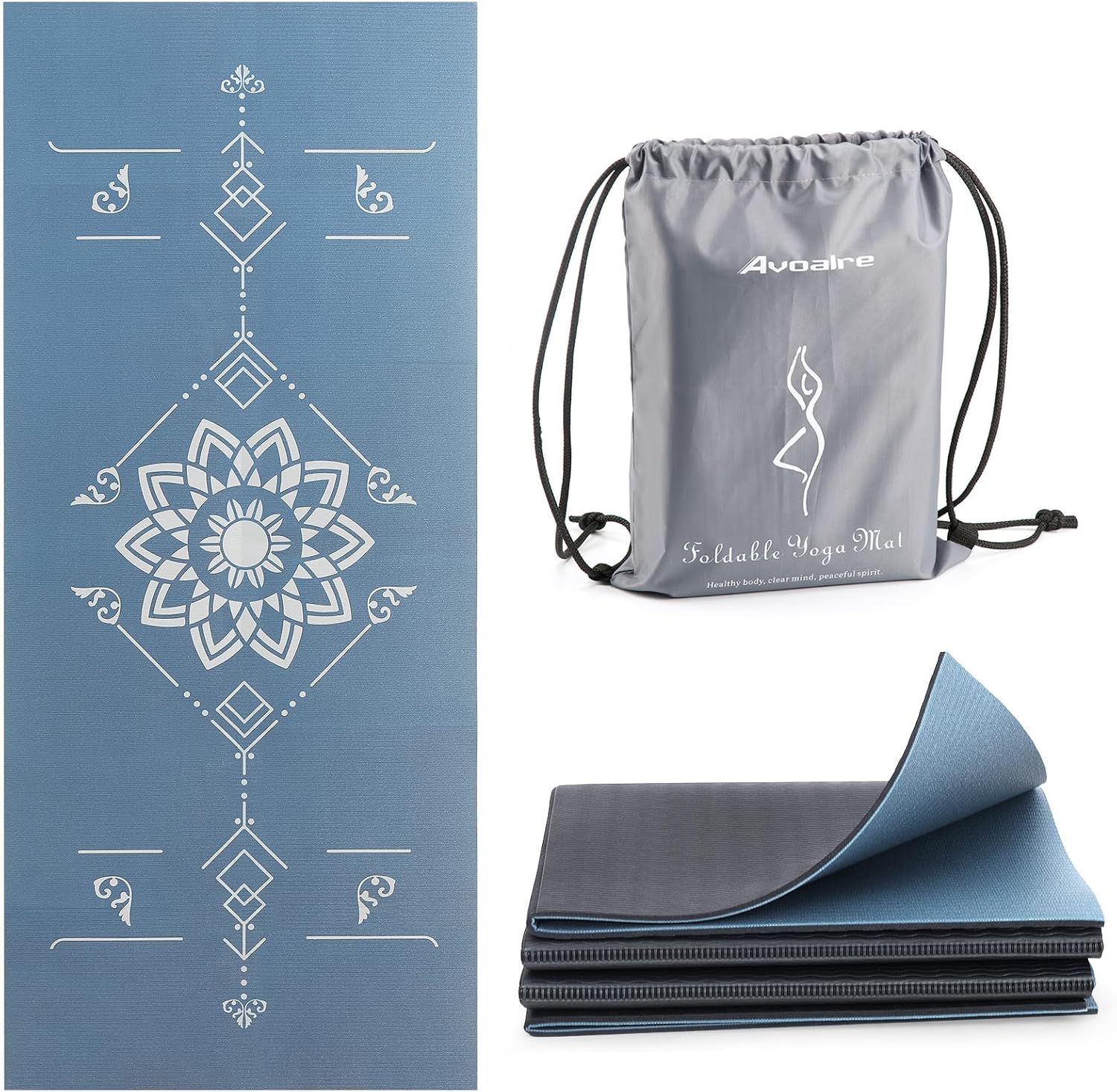 Avoalre Foldable Travel Yoga Mat | Non-Slip Eco-Friendly | Home & Travel Essential