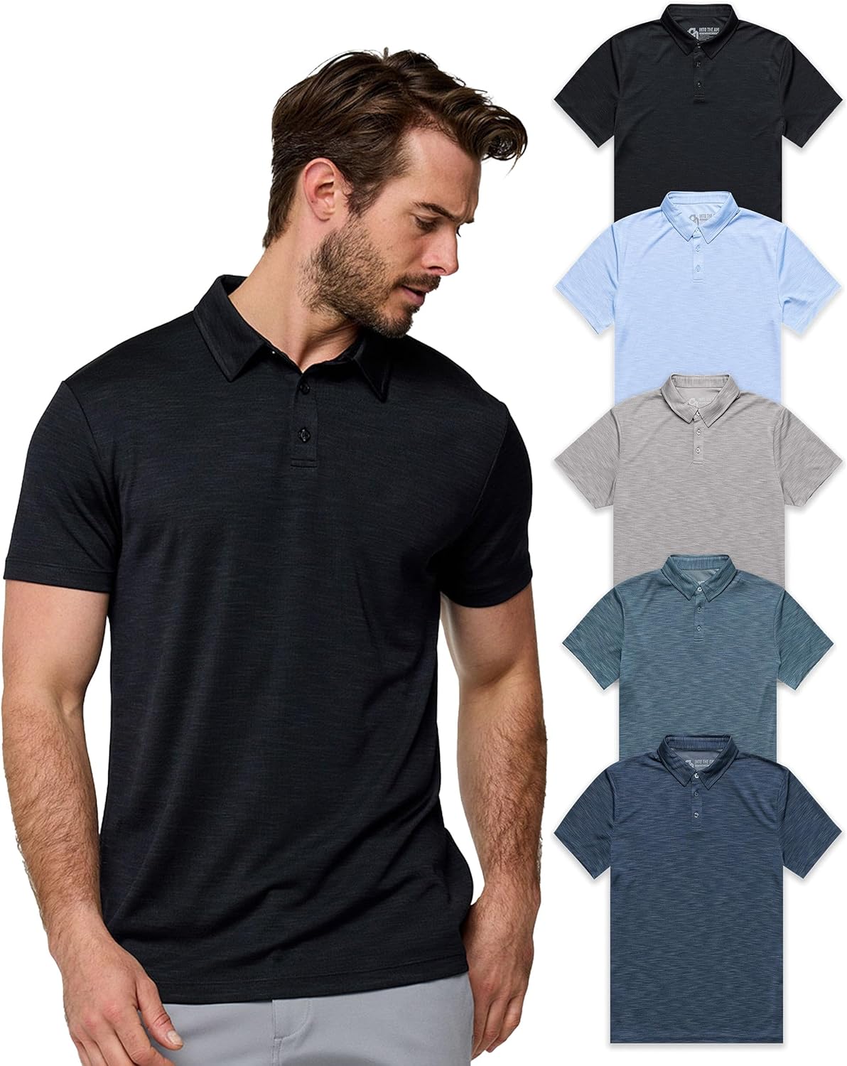 INTO THE AM Performance Dri Fit Polo Shirts for Men S-4XL