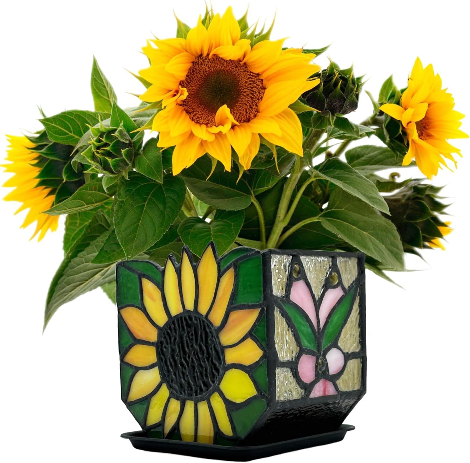 Stained Glass Sunflower Garden Planters for Indoor Decor