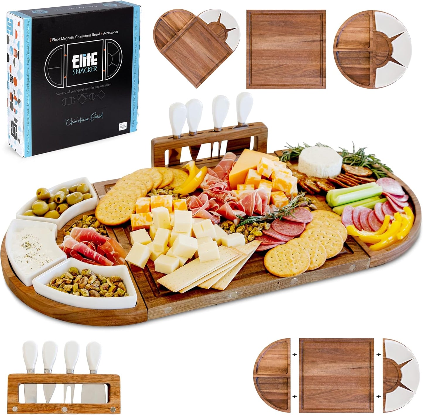 Large Wooden Charcuterie Board Set for Entertaining and Gifts
