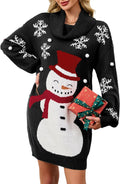 Womens Christmas Funny Ugly Sweater Dress Oversized Turtleneck