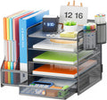 Paper Letter Tray Organizer with Drawer and Pen Holder - 5-Tier Desk