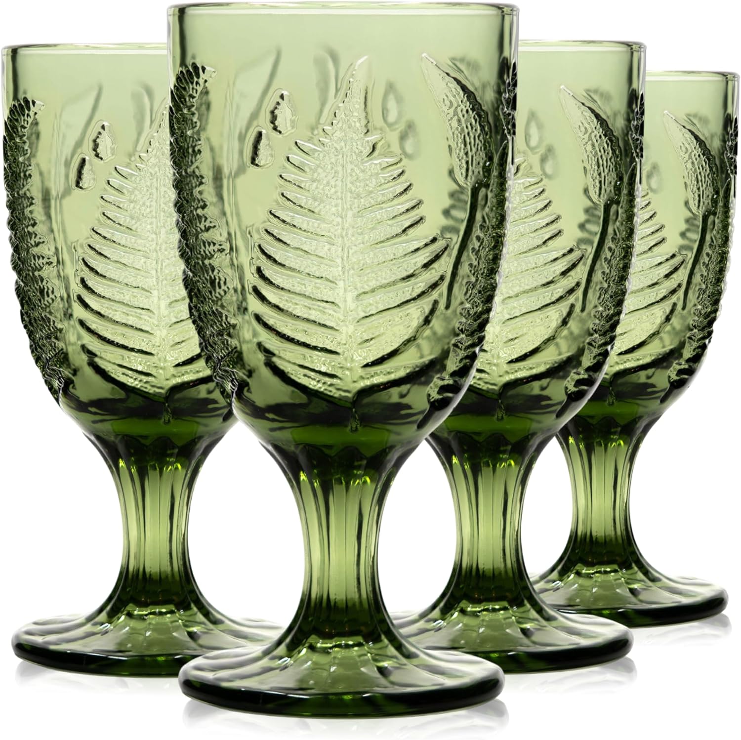 Handcrafted Vintage Green Glass Goblets Set of 4 for Entertaining