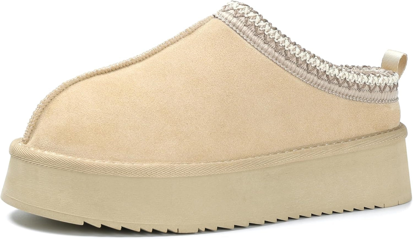 Women's Platform Mini Boots Cozy Fuzzy Slip-on Slippers
