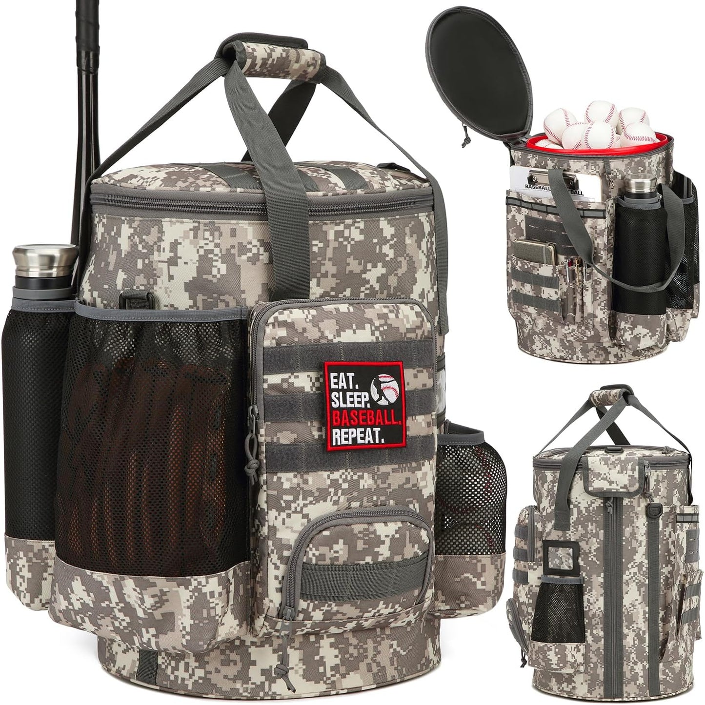 Baseball Bucket Bag with Anti-Slip Bottom for Coaches and Players