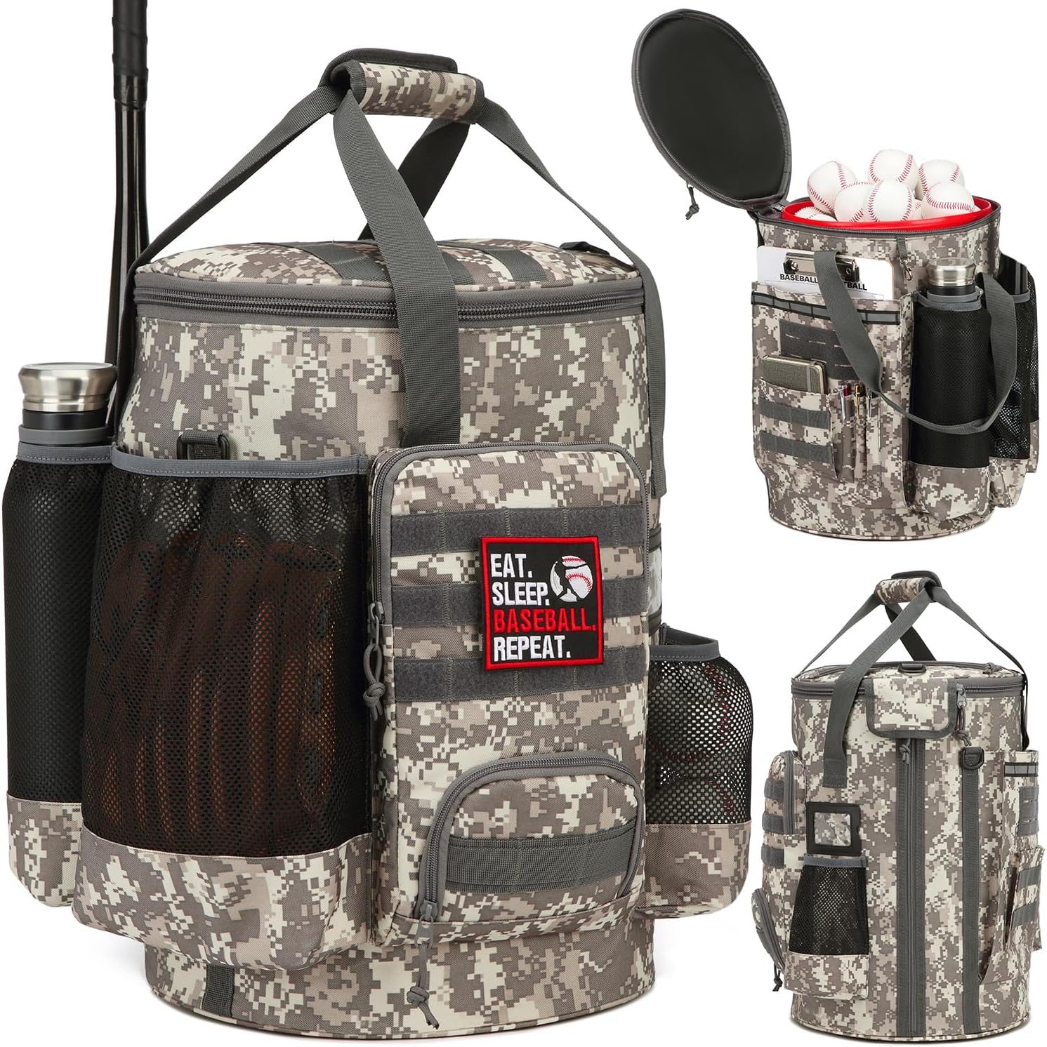 Baseball Bucket Bag with Anti-Slip Bottom for Coaches and Players