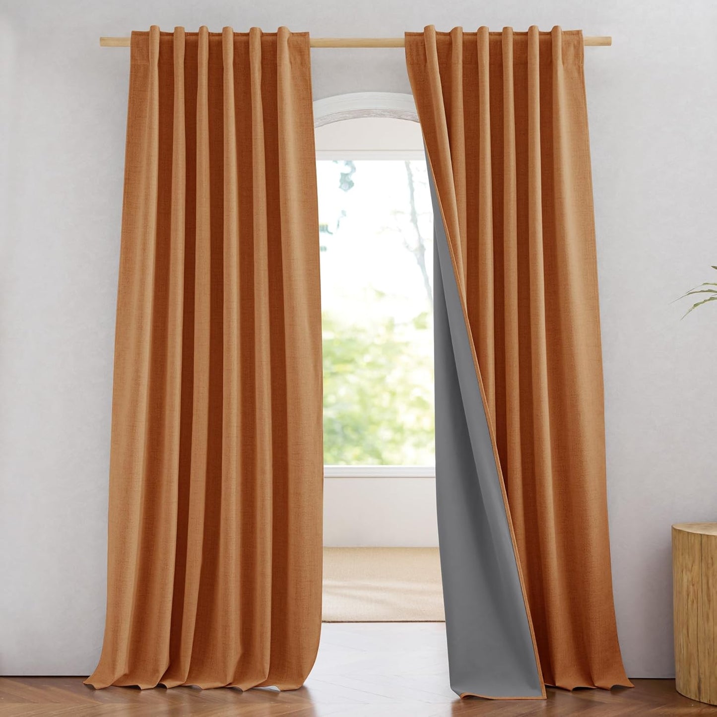 NICETOWN 100% Blackout Curtains for Living Room, Pumpkin Color