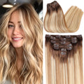 ORIGEN Clip in Hair Extensions Balayage Chocolate to Caramel Blonde