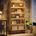 Tall Bookcase and Bookshelf 70.8in - Heavy Duty 5-Tier with LED