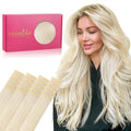 Tape in Hair Extensions Human Hair 20pcs 24in Platinum Blonde