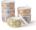 Ceramic Bowl with Lid Set of 6 for Meal Prep and Storage