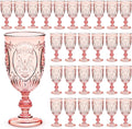 48 Pcs Vintage Plastic Goblets 7.5oz Pink - Retro Embossed Party