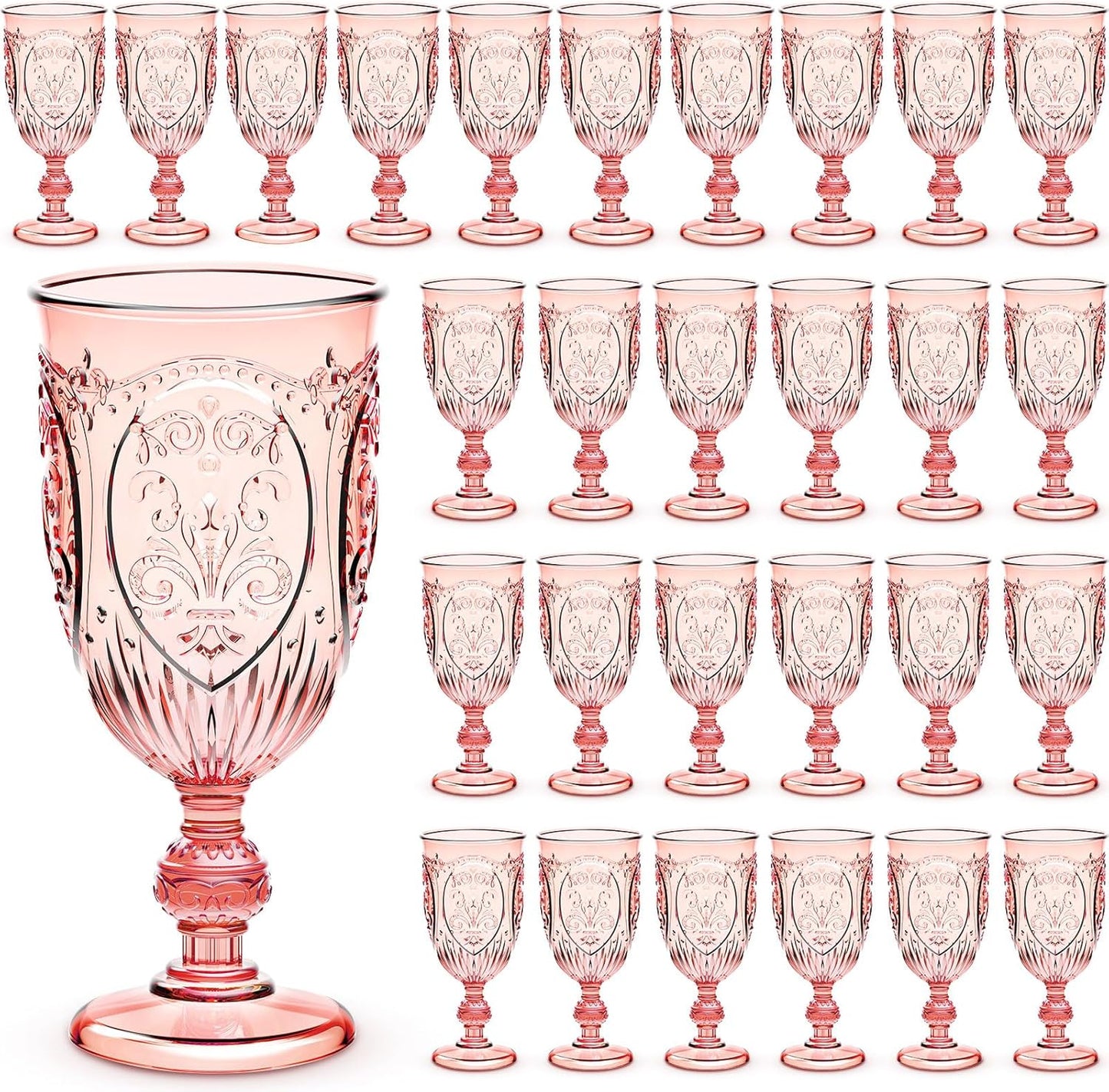 48 Pcs Vintage Plastic Goblets for Elegant Party Celebrations