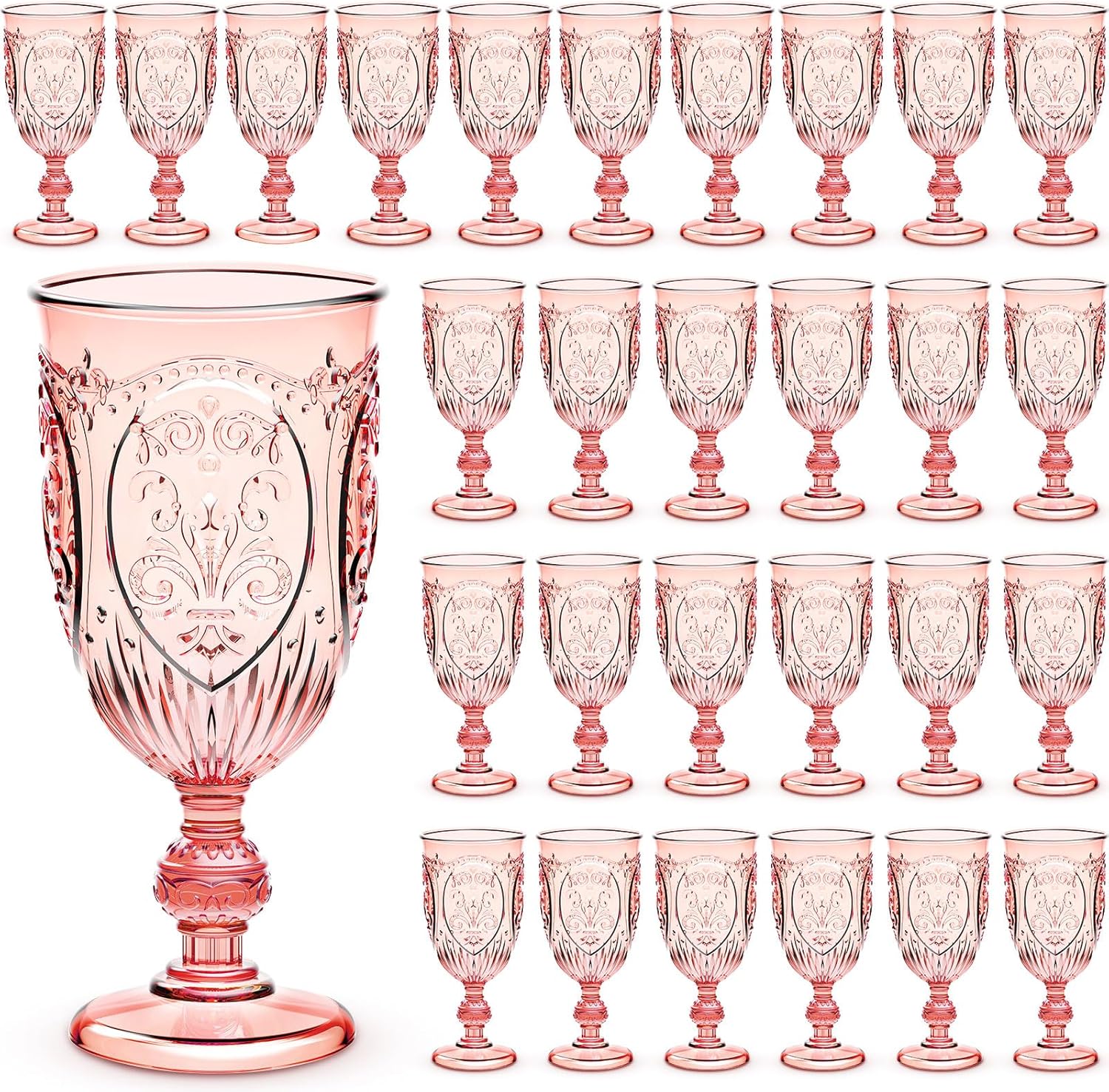 48 Pcs Vintage Plastic Goblets for Elegant Party Celebrations