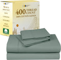 400 Thread Count Cotton Sateen King Sheets Set - Sage Green