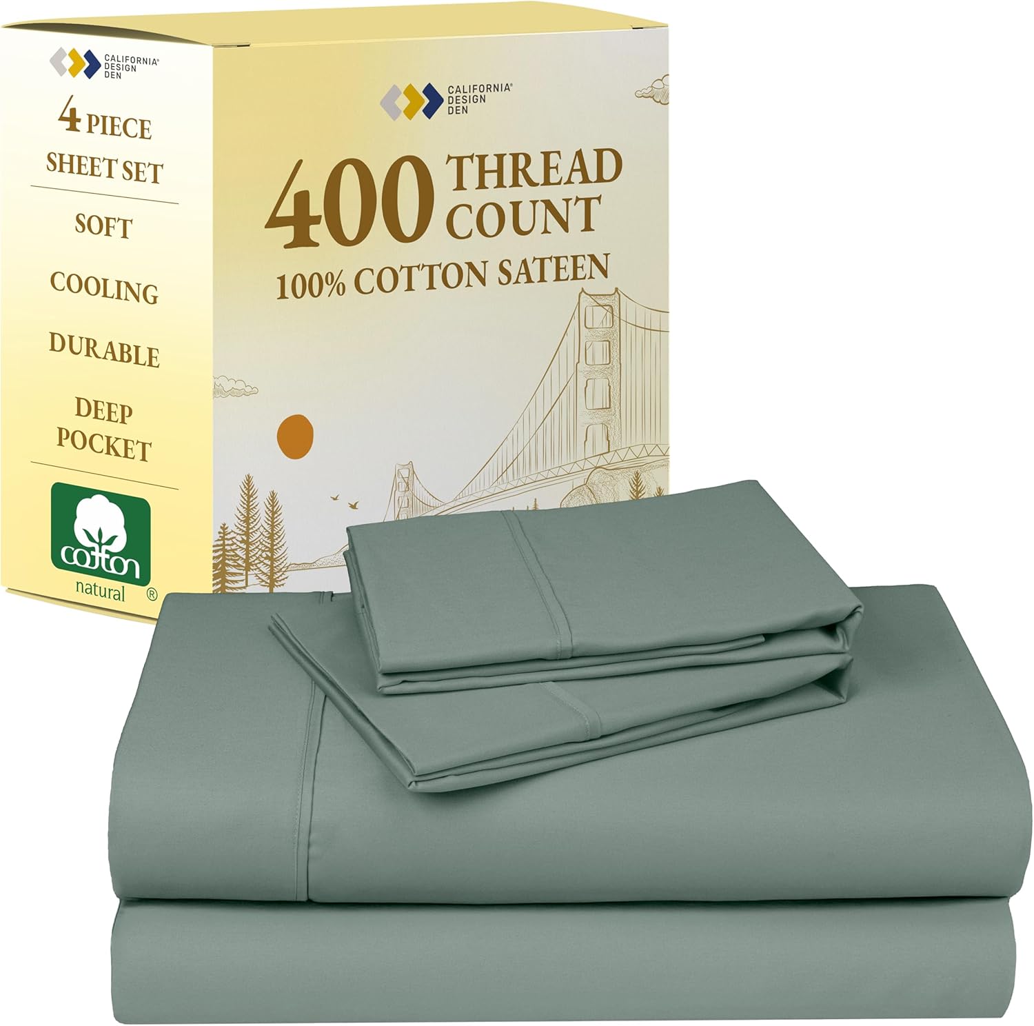 California Design Den 400 Thread Count Cotton King Sheets Set