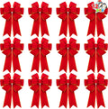 Christmas Red Velvet Bows 12 Pack 14in x 12in - Large Gold-Edged Tree