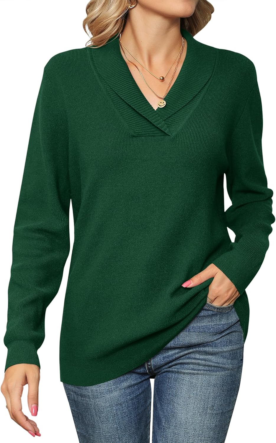 Ivicoer Women Long Sleeve V Neck Pullover Sweater for Style