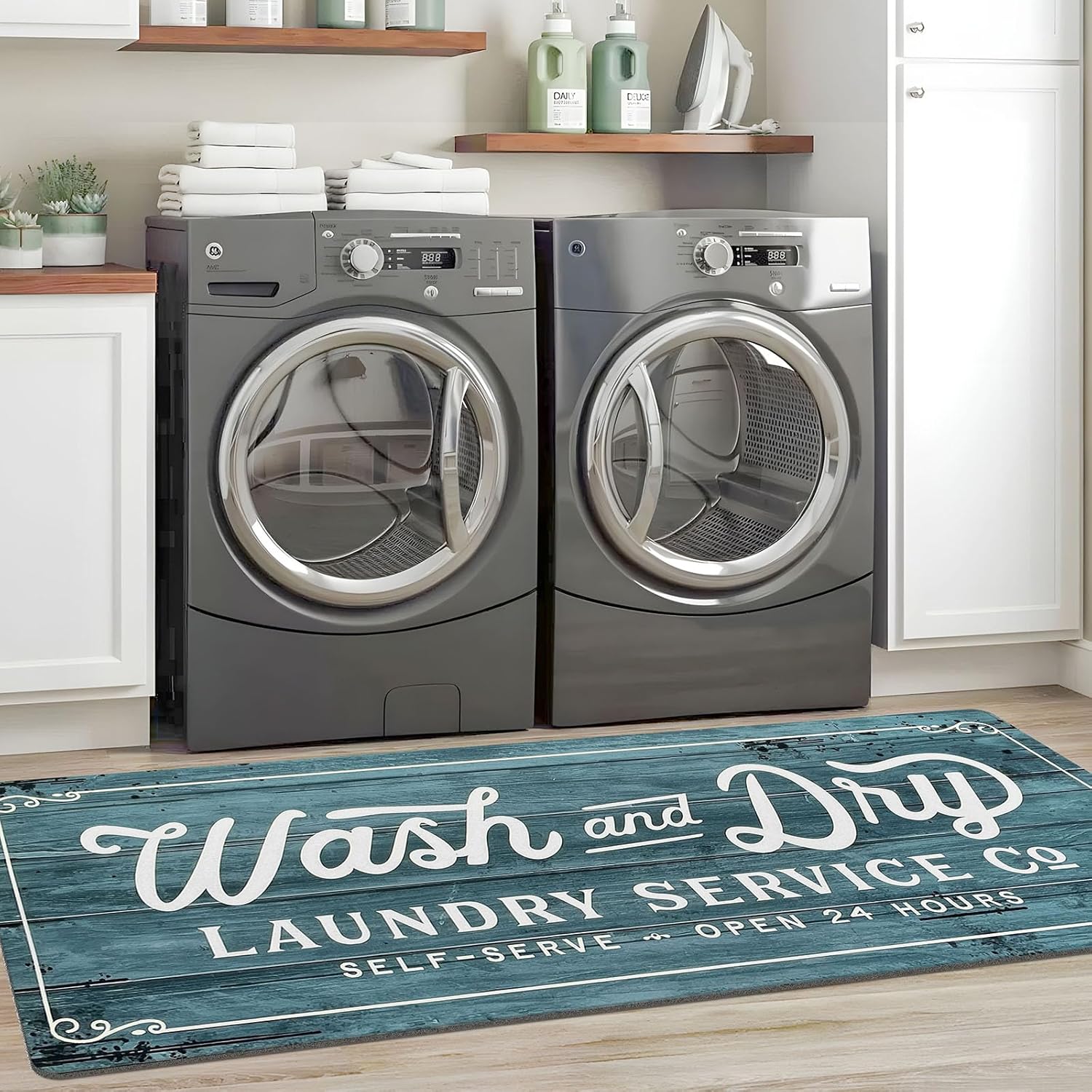 KOZYFLY Laundry Room Rug Runner Non Slip Waterproof Mat 24x72