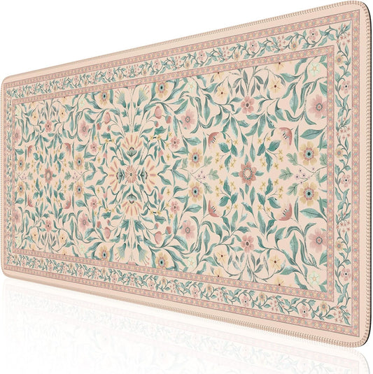 iLeadon Pink Floral Desk Mat - Non-Slip Gaming Mousepad (35.4x15.7)