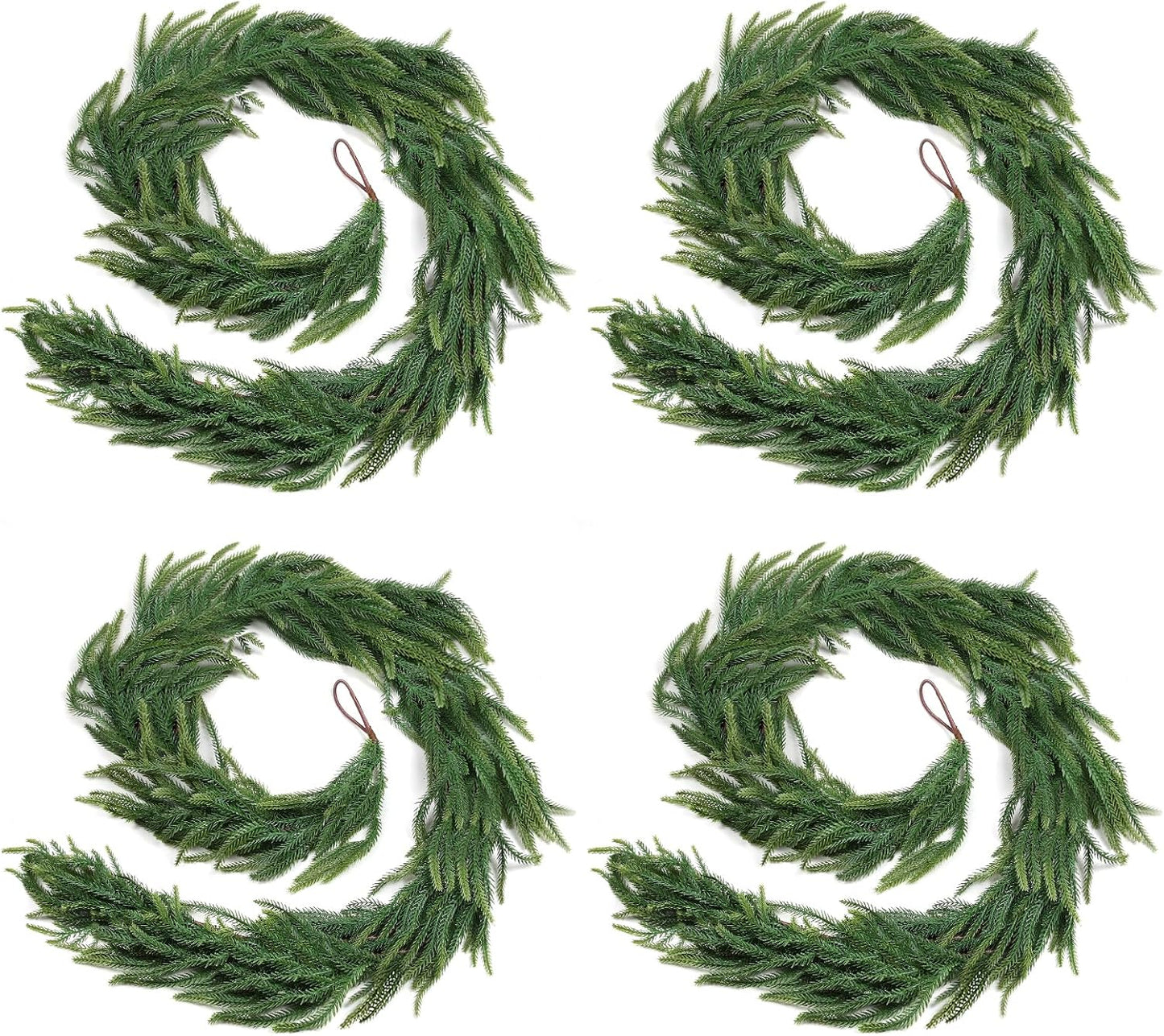 4-Pack 6FT Real Touch Norfolk Pine Christmas Garlands for Decor
