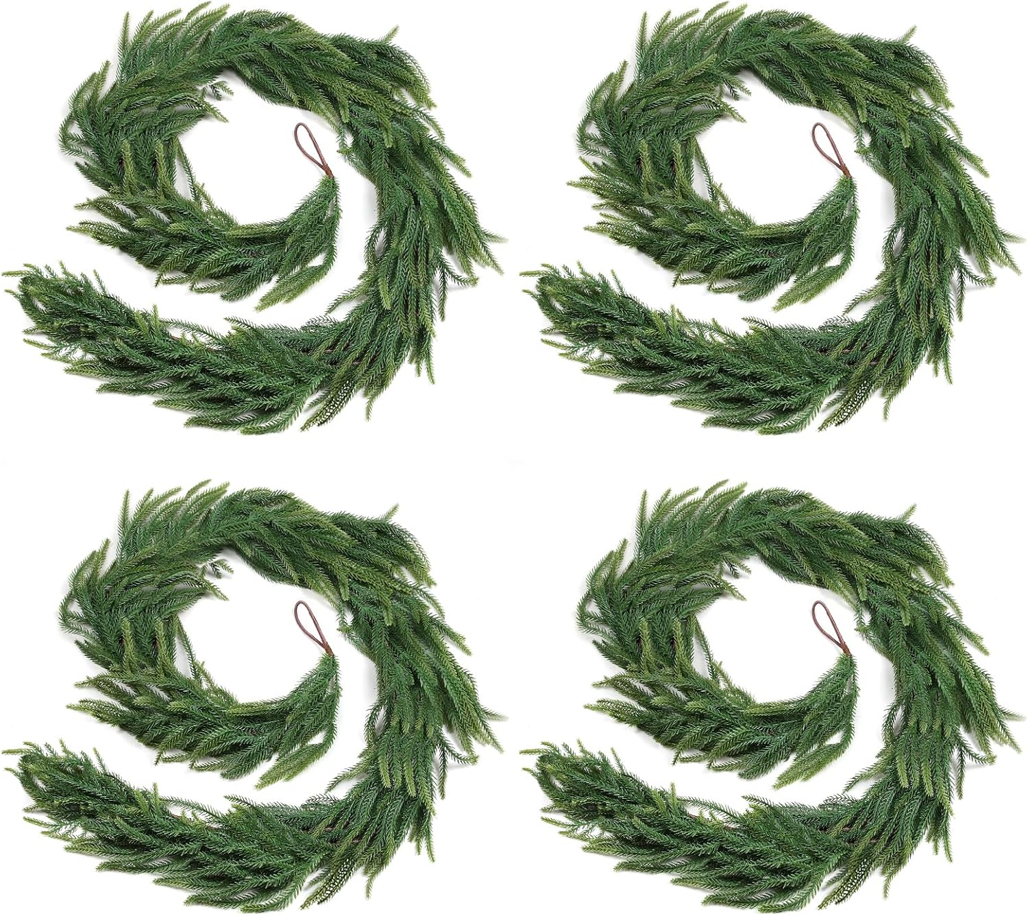 4-Pack 6FT Real Touch Norfolk Pine Christmas Garlands for Decor