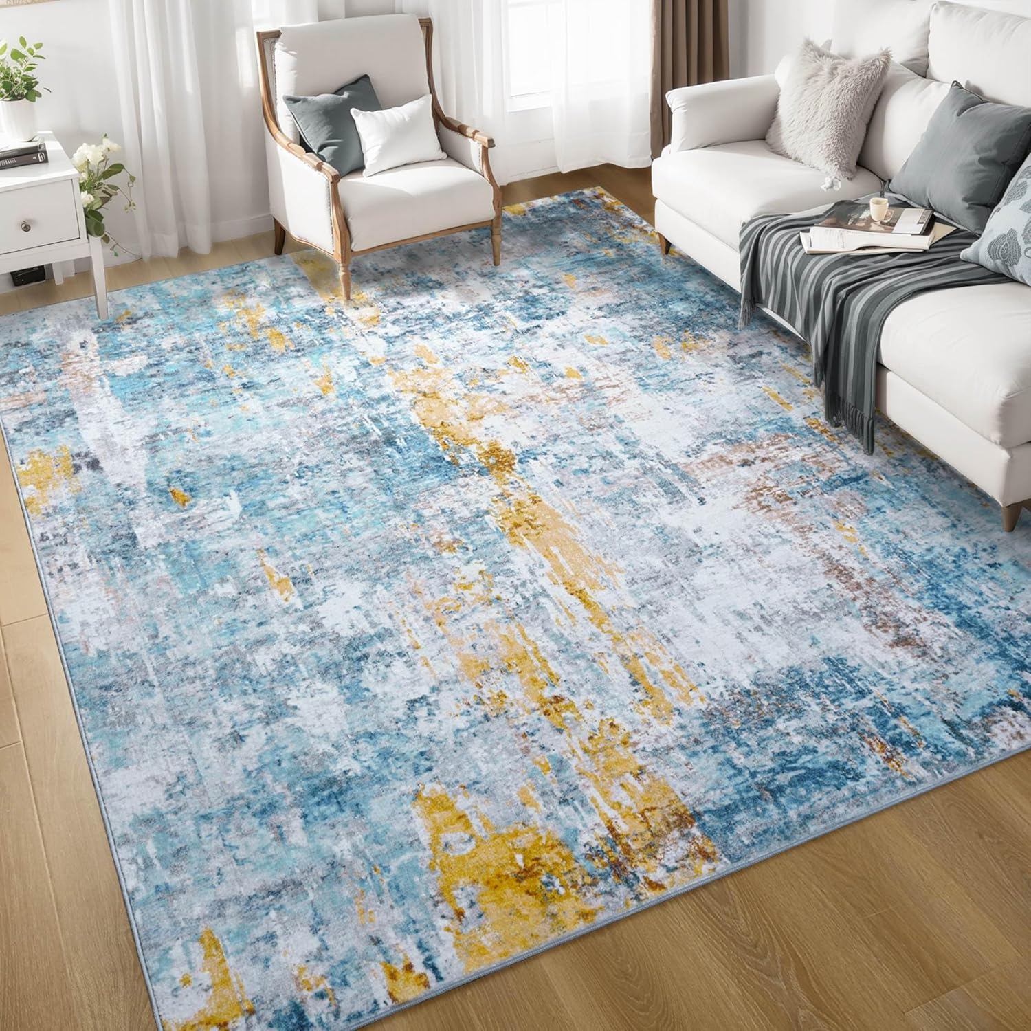 Ompaa Living Room Rug 6x9 Blue Area Rug for Any Space
