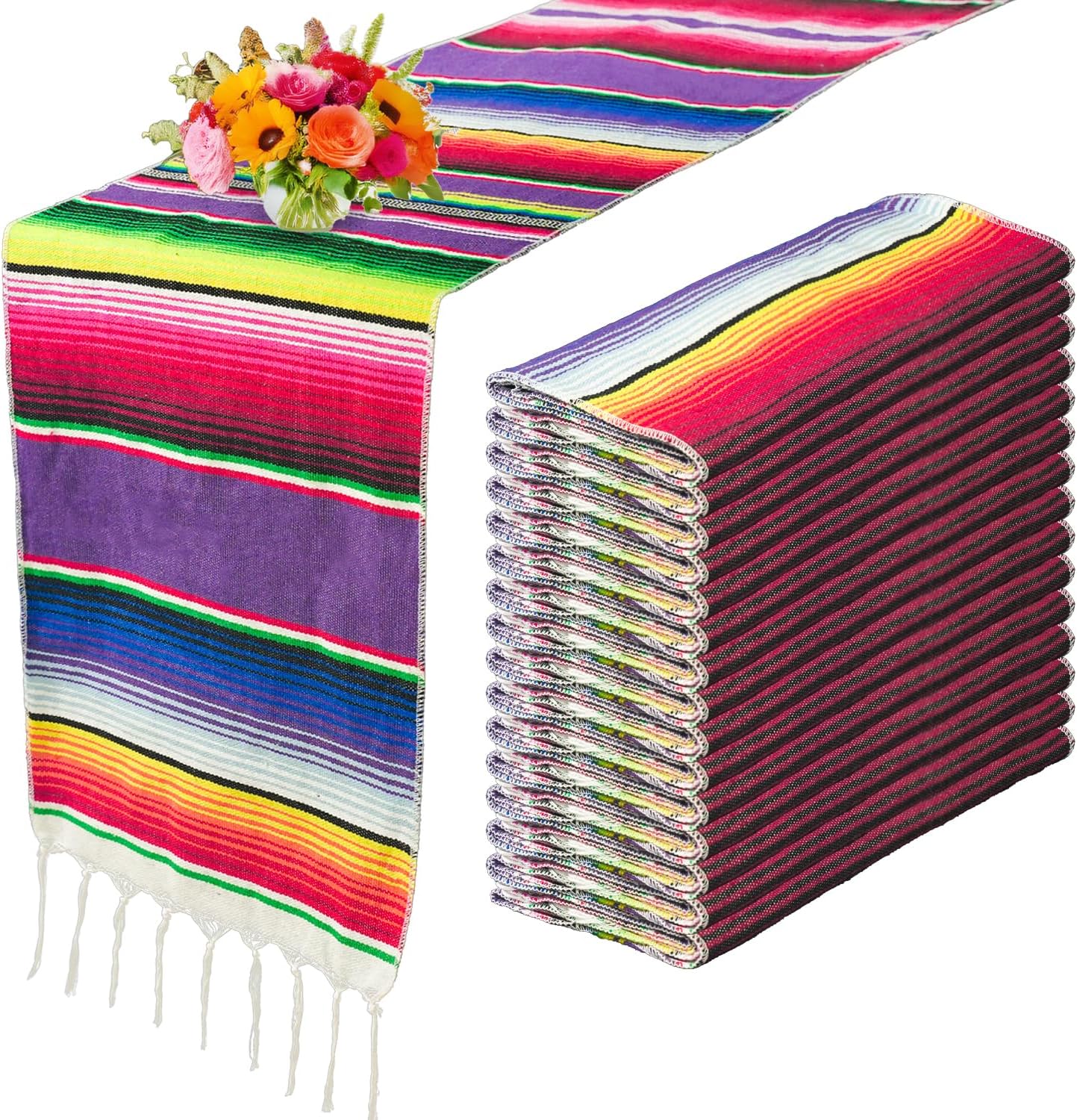 15 Pcs Mexican Table Runner for Fiesta Party Decoration