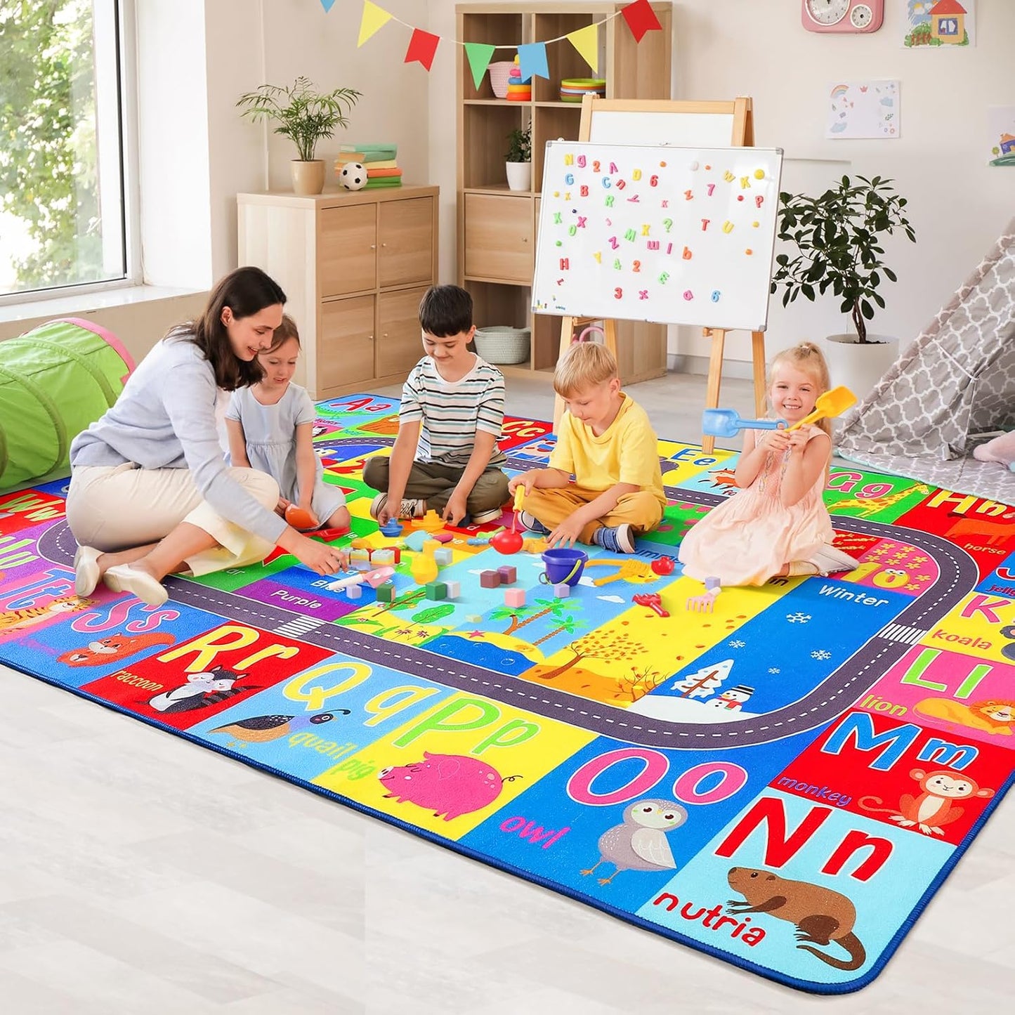 HOMORE Kids Rug 7x10 ABC Educational Playroom Carpet for Learning