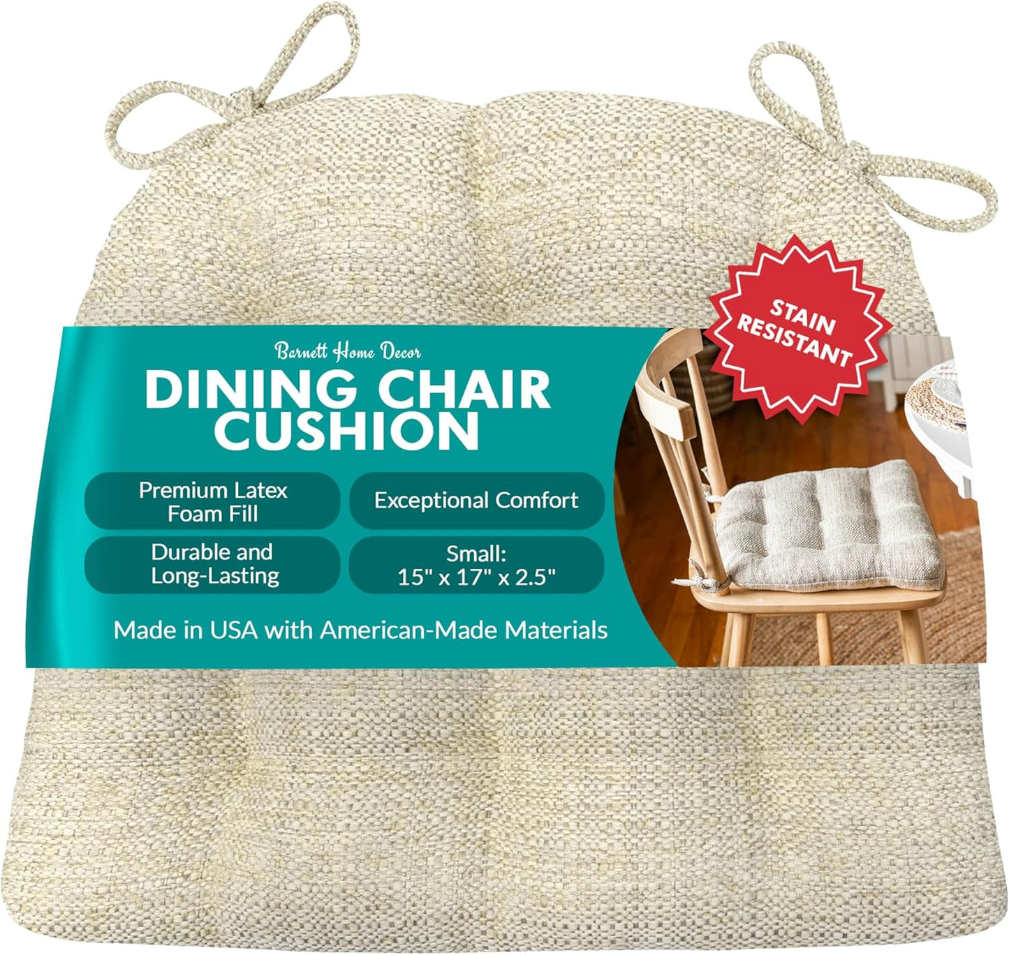 Brisbane Natural Dining Chair Cushion with Ties for Comfort