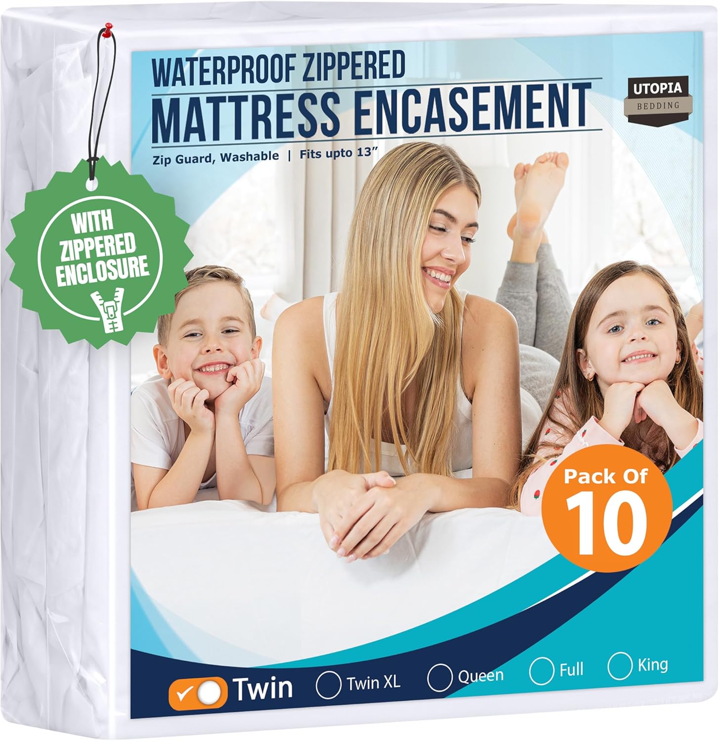Twin Mattress Protector Zippered Waterproof Bed Bug Proof Cover