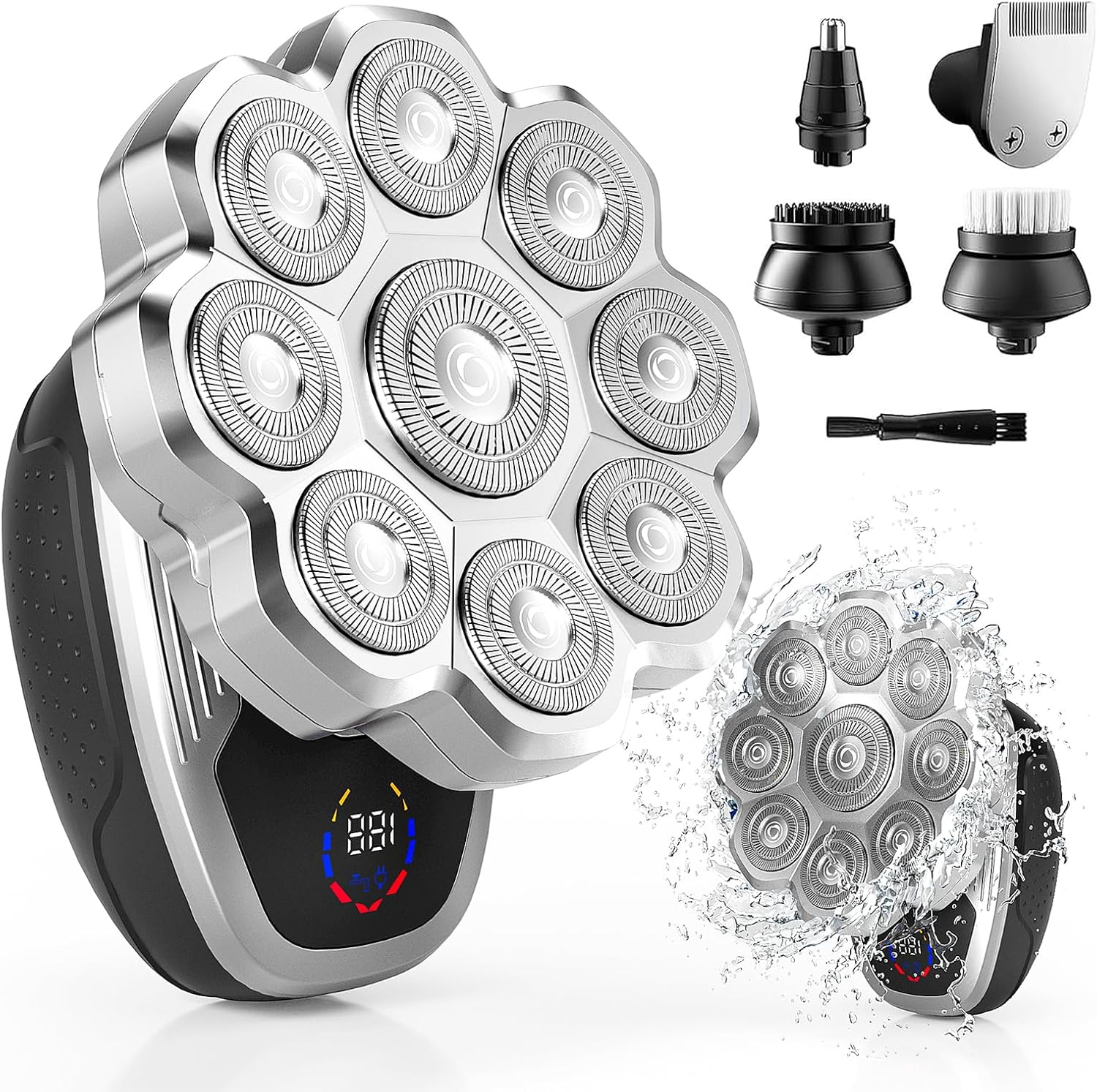 9D Floating Head Electric Razor for Men - 5-in-1 Grooming Solution