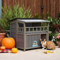 Outdoor Cat House 2-Tier Warm Wood Shelter - Weatherproof Cat