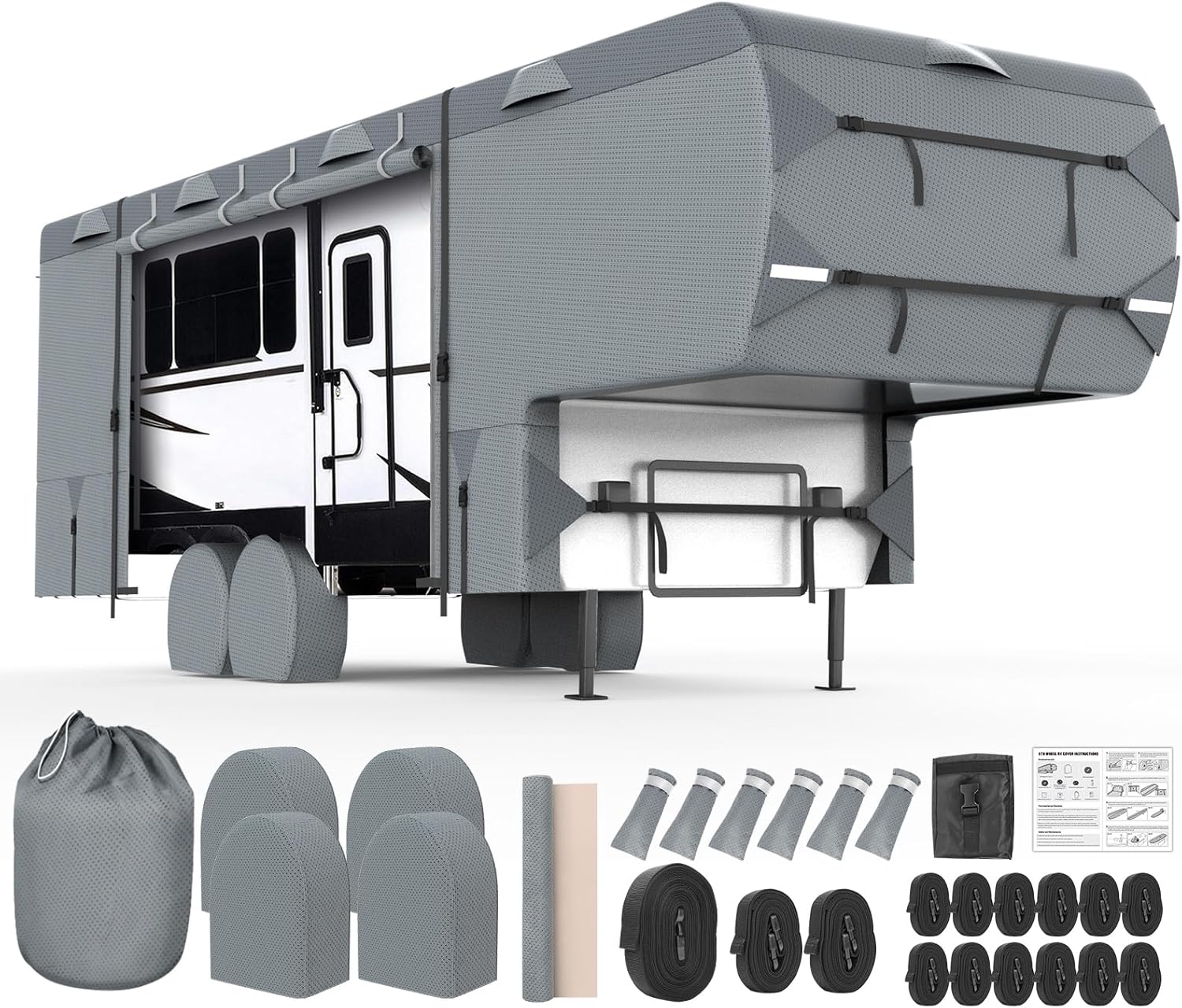 5th Wheel RV Cover for 29ft-33ft Campers, 8-Layer UV Protection