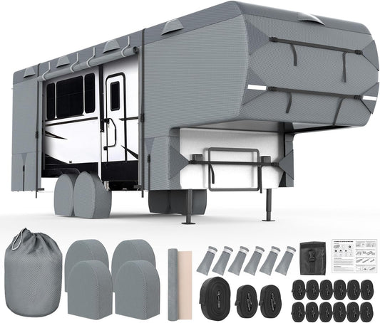 5th Wheel RV Cover for 29ft-33ft Campers, 8-Layer UV Protection