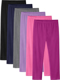 6 Pack Girls Leggings Cotton Pants for Kids - Warm Stretchy Basics