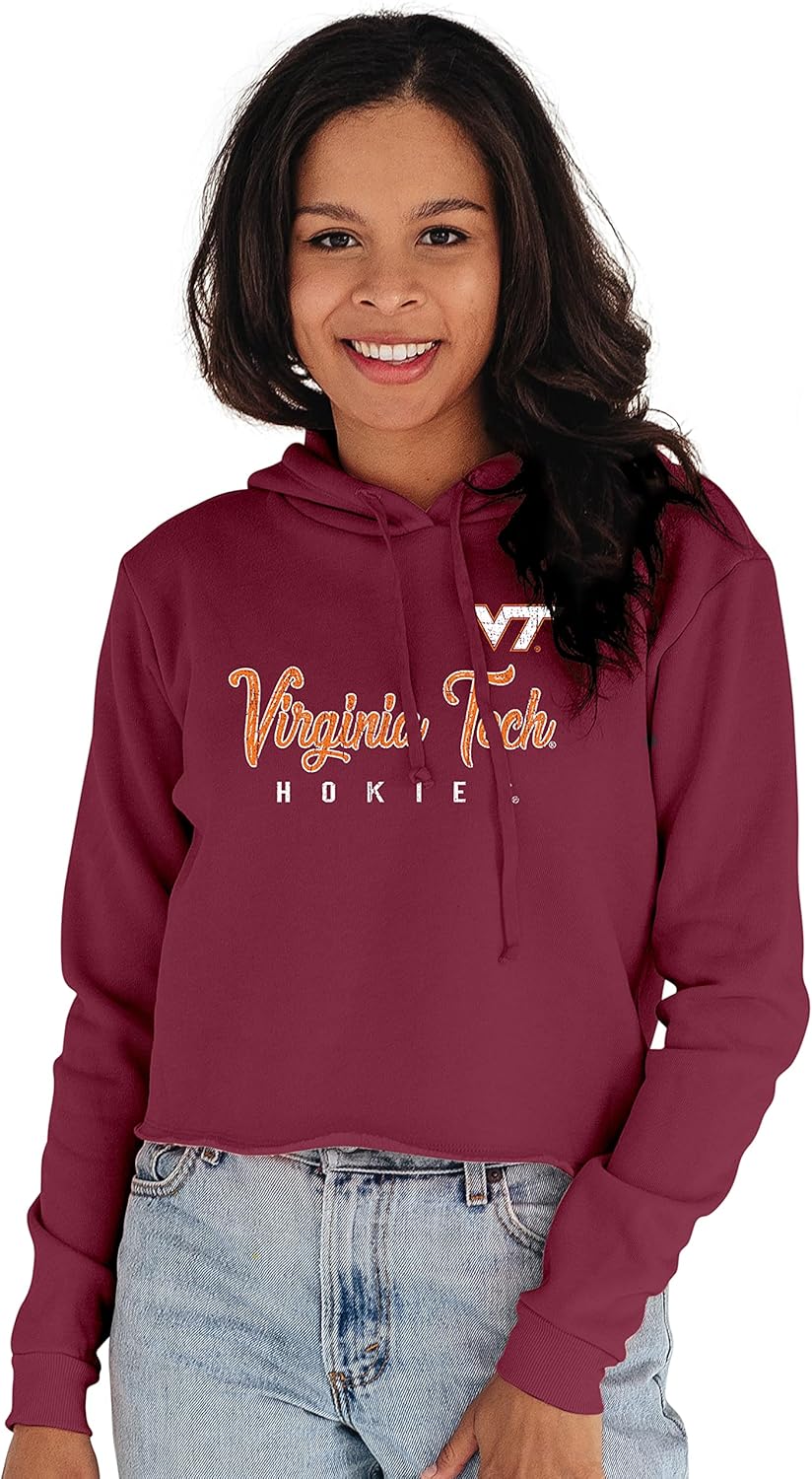 Virginia Tech Hokies Women's Vintage Crop Hoodie for Fans
