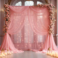 Dusty Rose Tulle Curtain with Lights for Elegant Event Decor
