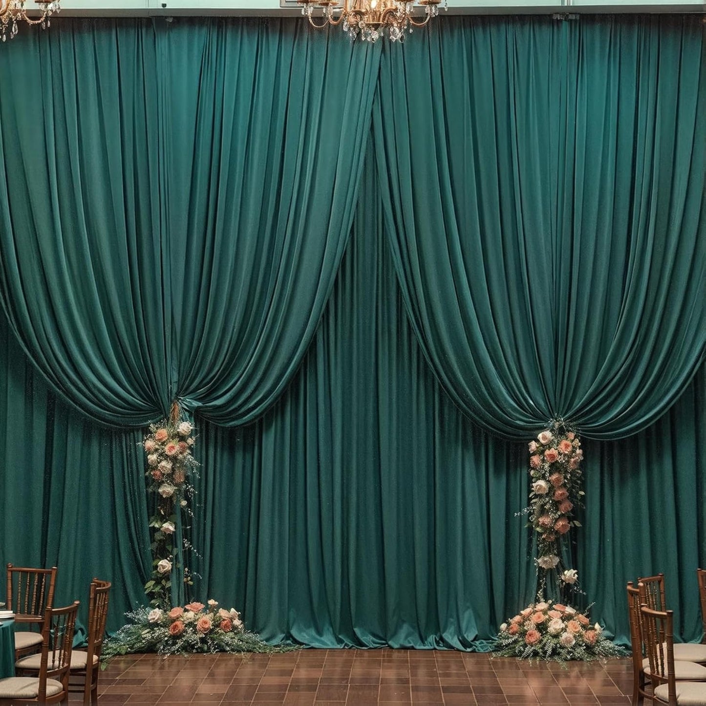 20ft x 10ft Wrinkle Free Hunter Green Backdrop Curtains for Events