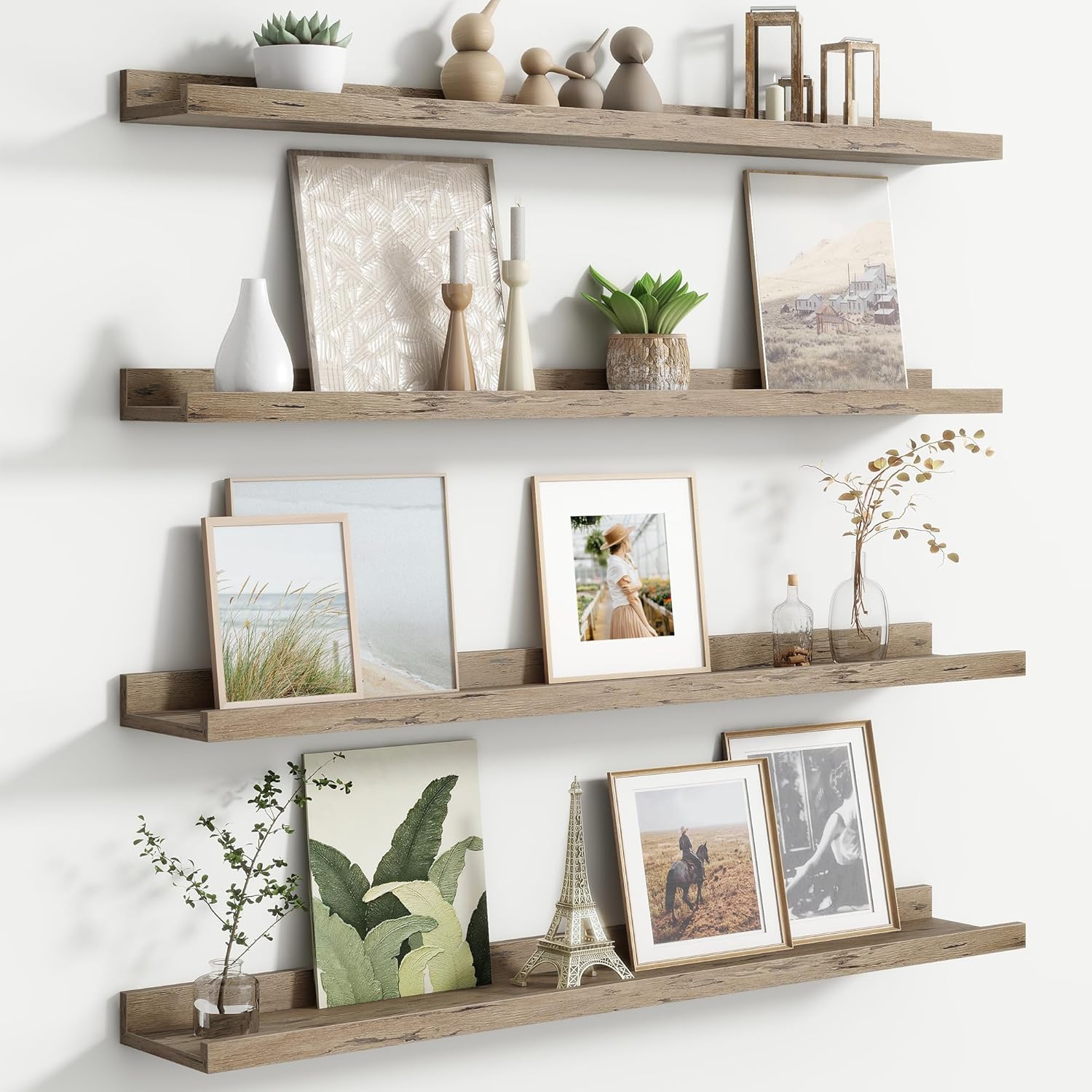 Floating Picture Ledge Shelves for Wall Set of 4, 36 Inch