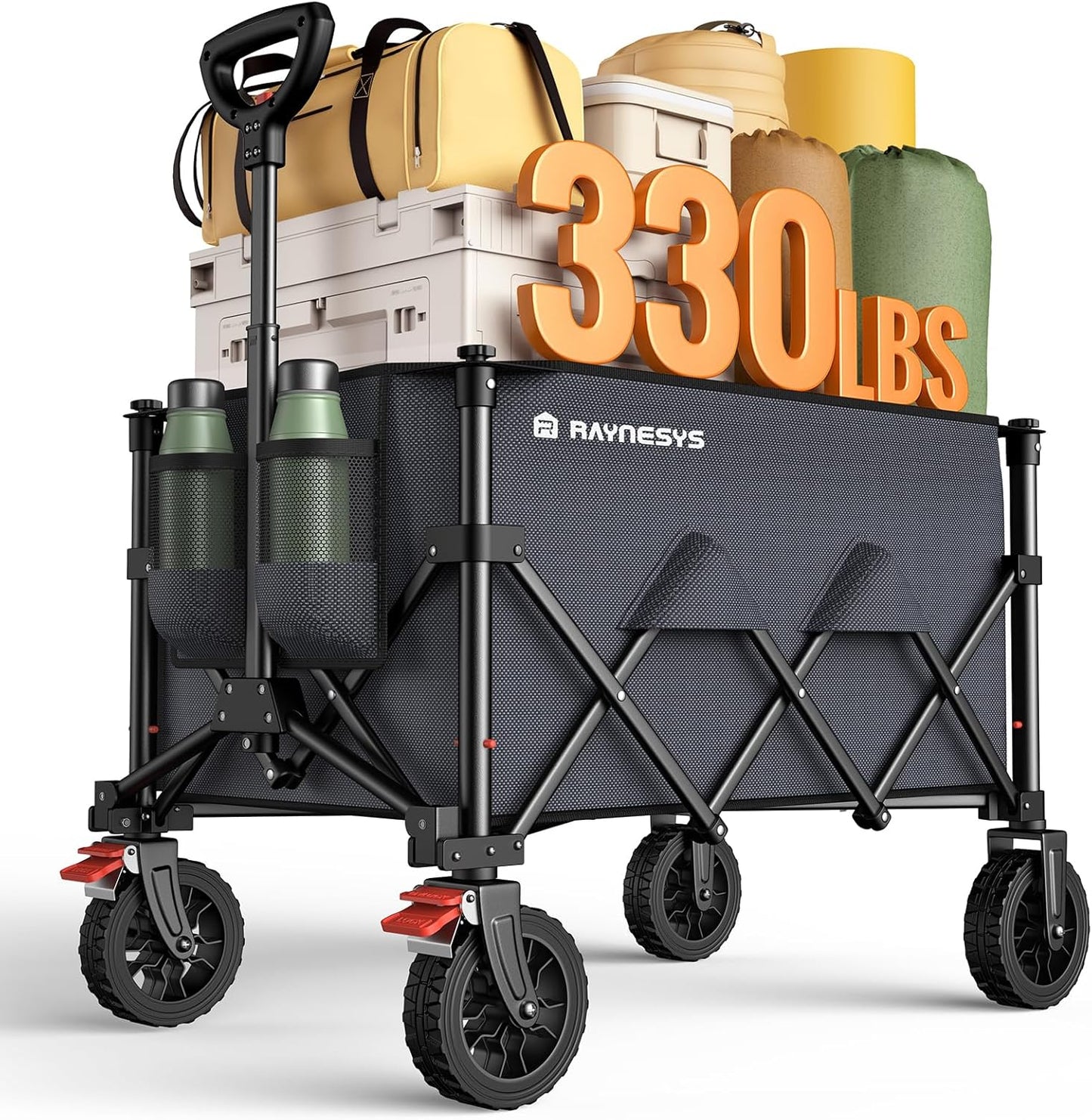 Collapsible Foldable Wagon with 330lbs Capacity for All Terrains