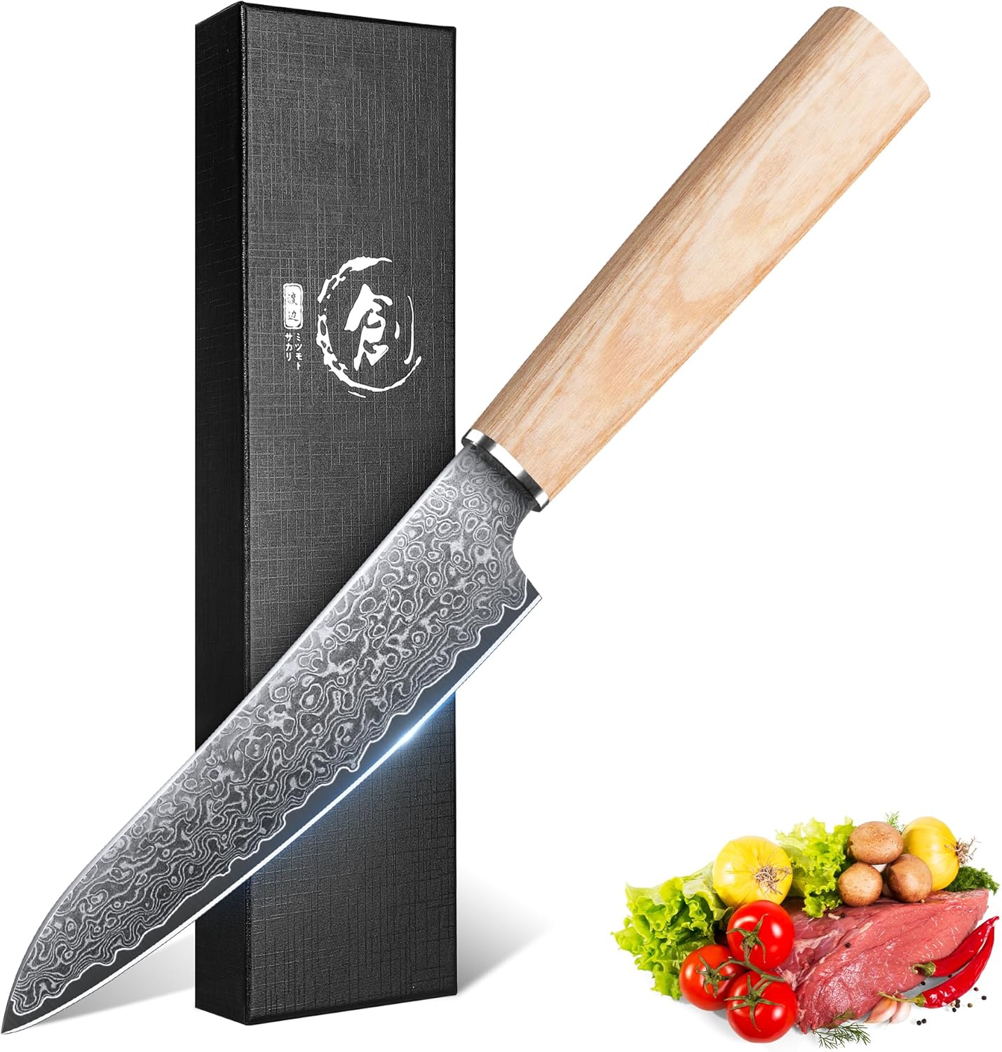 ROCOCO Damascus Japanese Utility Knife - Sharp Paring Knife