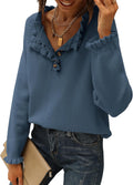 BTFBM Womens Ruffle Button Down Sweater - Soft Tailored Fit Sweaters