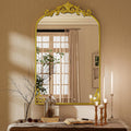 24x36 in Vintage Arched Bathroom Mirror - Elegant Retro Engraved Frame
