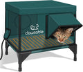 Clawsable Heated Cat House for Outside Winter - Insulated, Waterproof