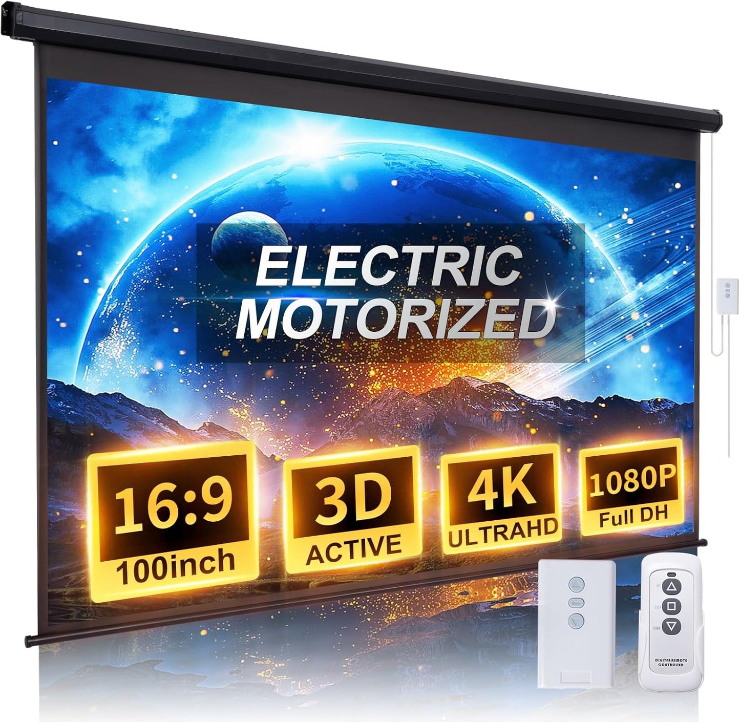 Motorized Projector Screen 100 Inch for Stunning HD Viewing