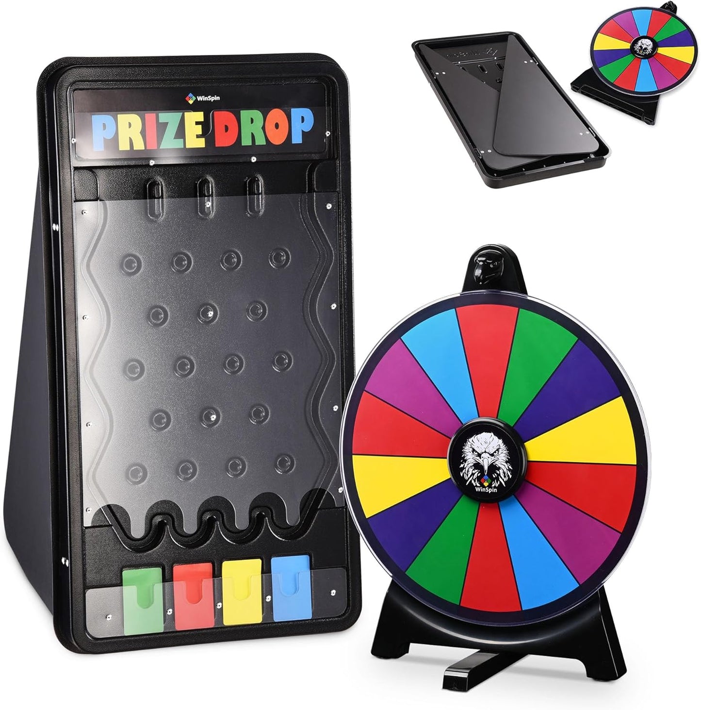 WinSpin Prize Board Kit: 12in Prize Wheel & 25x14in Drop Board