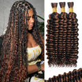 Ombre Brown Human Braiding Hair for Boho Braids - 22in Curly Deep Wave